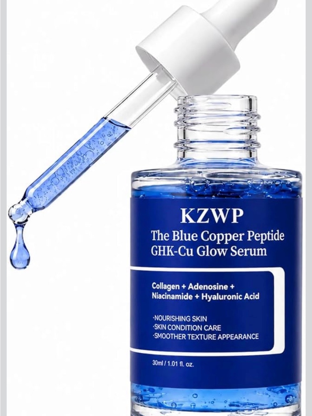 Blue Copper Peptide GHK-Cu Glow Serum - Hydrating Blue Serum